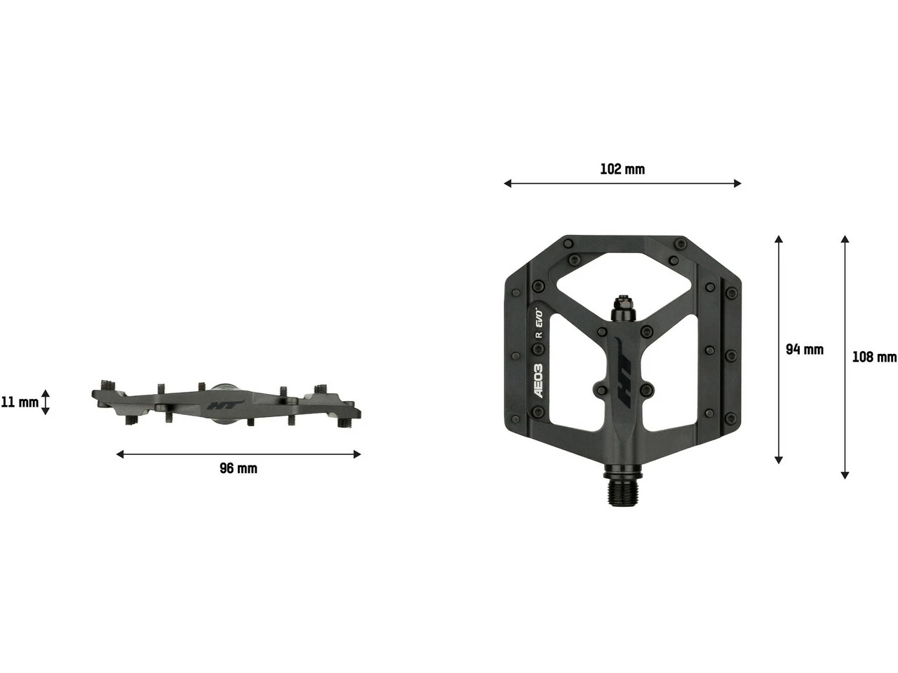 HT EVO AE03 Plattformpedale Stealth Black Limited Edition – Bild 6