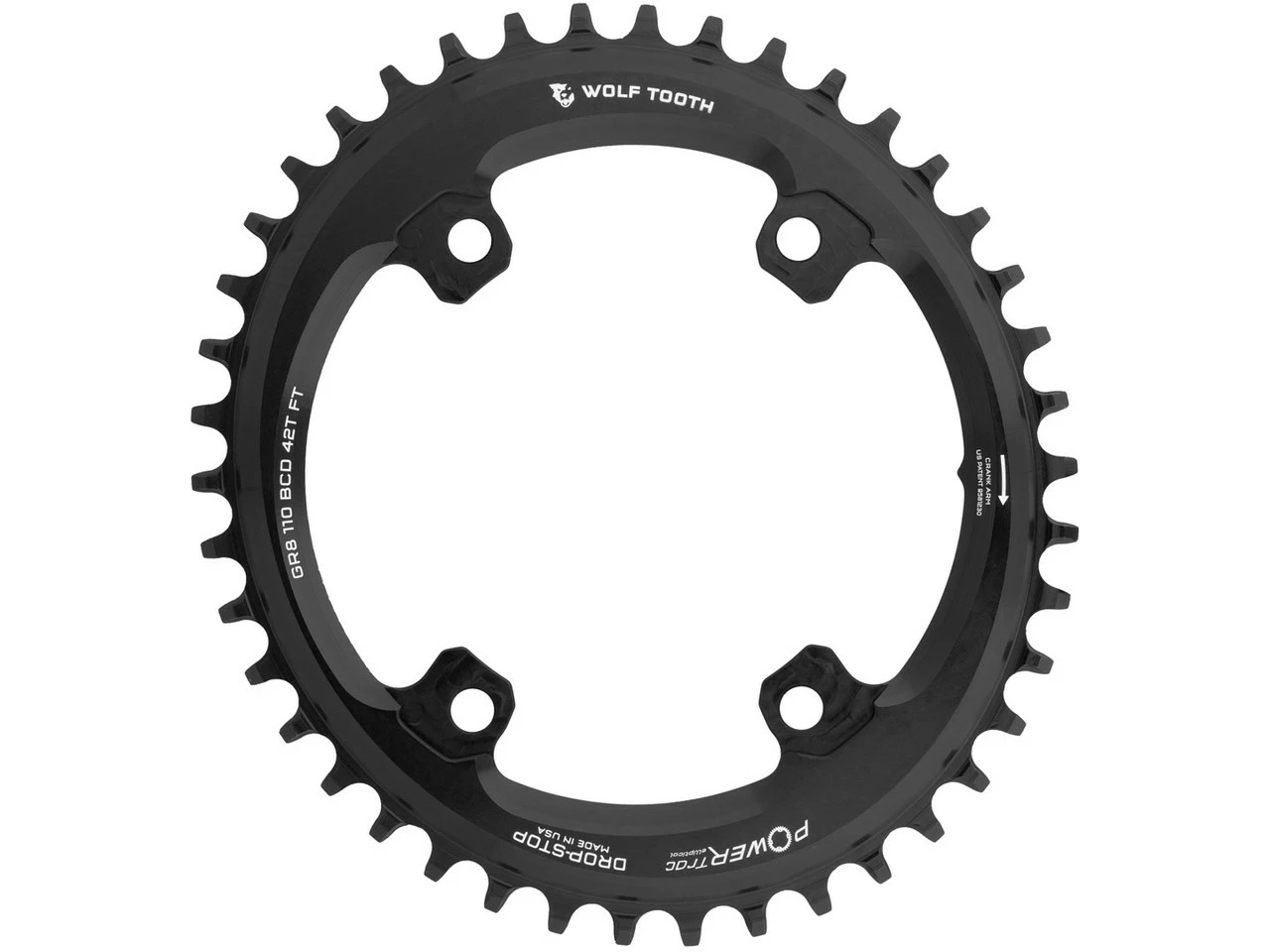 Wolf Tooth Components Elliptical 110 BCD Asymmetric 4-Arm Kettenblatt Für Shimano GRX